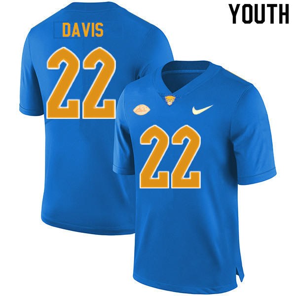 Youth #22 Vincent Davis Pitt Panthers College Football Jerseys Sale-New Royal